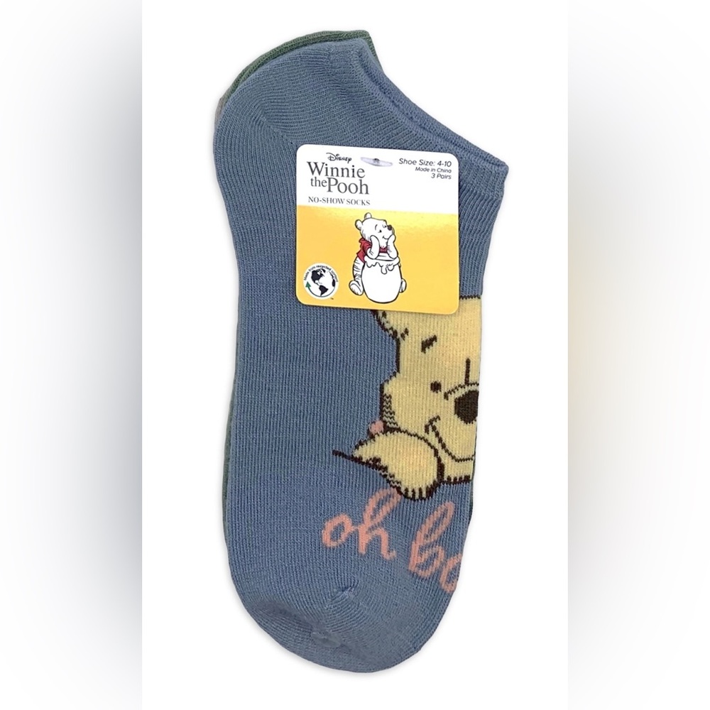 #x1003  Disney Winnie the Pooh & Friends Graphic No Show Socks 3-Pack Size 4-10